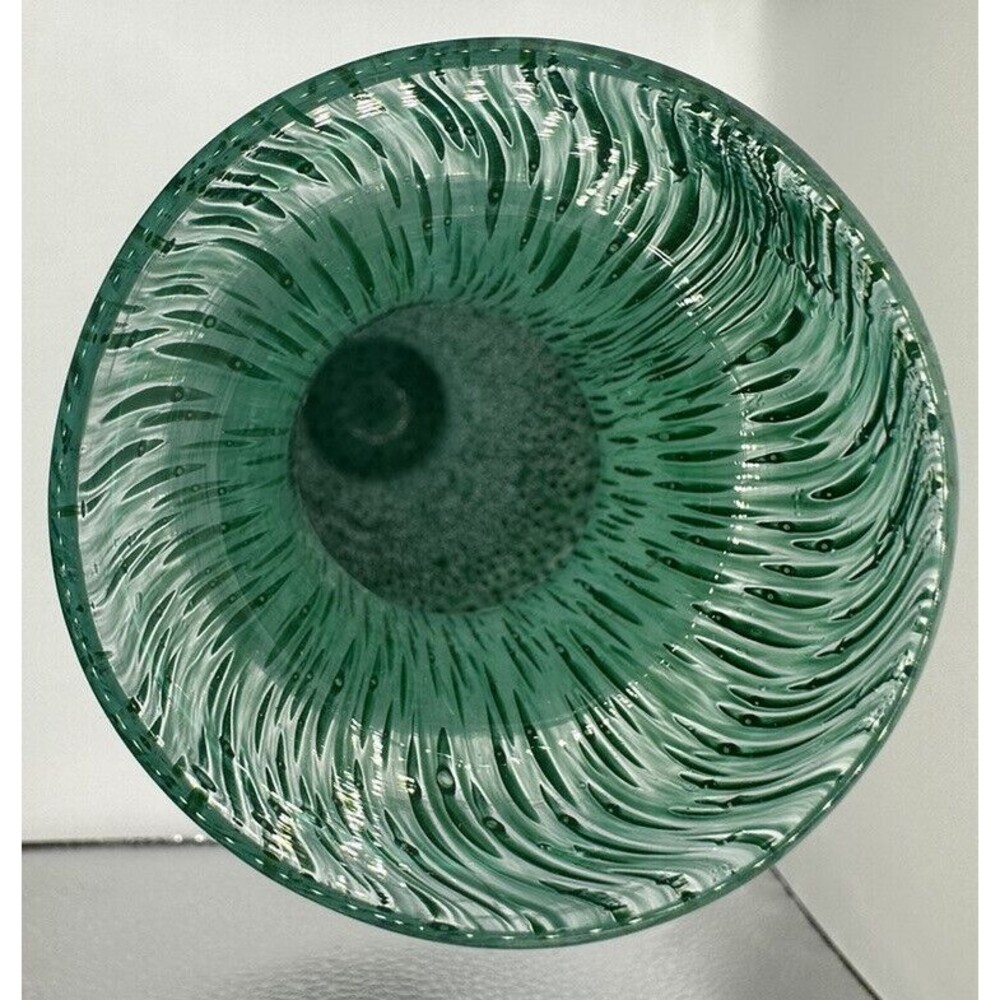 Hand Blown Studio Art Glass Vase Peacock Vase Green Blue Vase - Picture 5 of 7